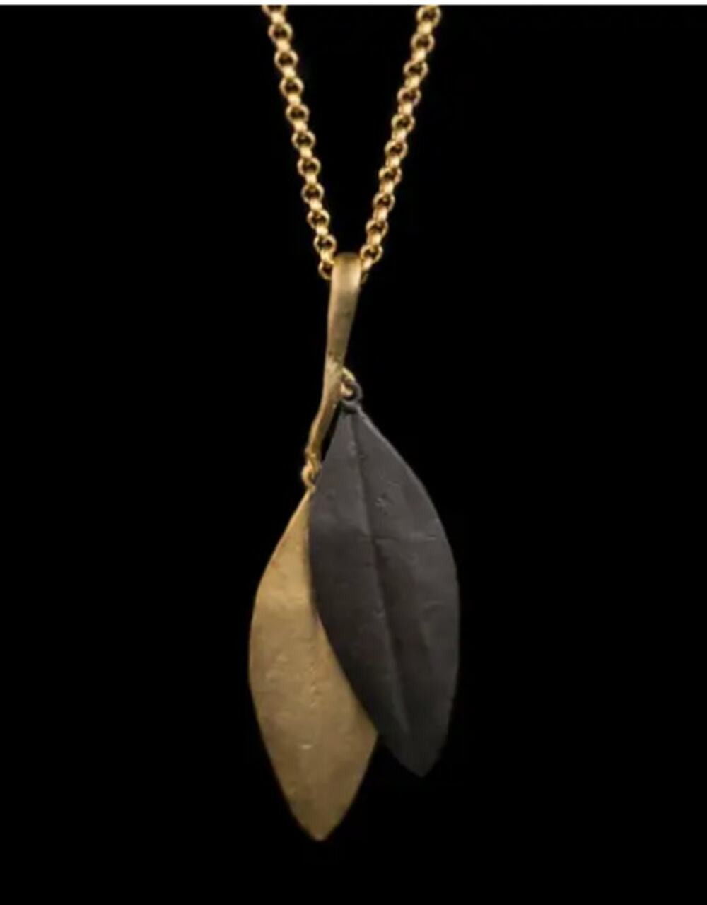 Michael Michaud Cordyline Double Leaf Pendant Necklace - 20" Adj.